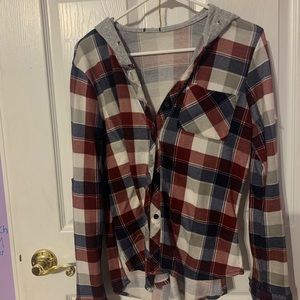 Plaid jacket with hood